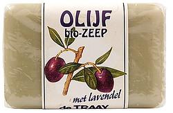 Foto van De traay zeep olijf met lavendel