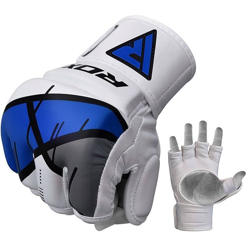 Foto van Rdx sports grappling gloves rex t7 - blauw l - leer