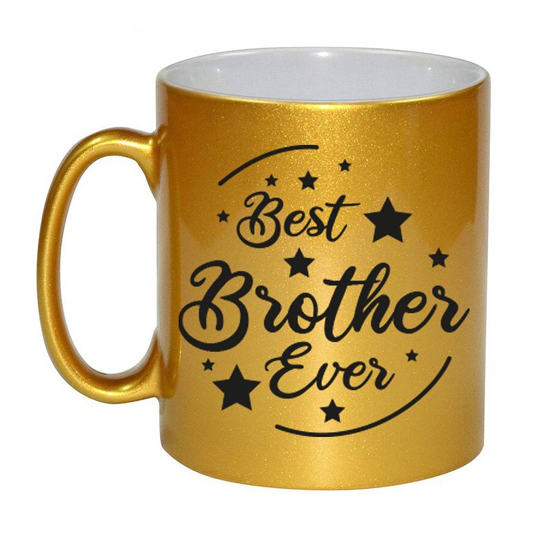 Foto van Gouden best brother ever cadeau koffiemok / theebeker 330 ml - feest mokken