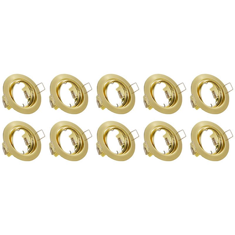 Foto van Spot armatuur 10 pack - trion - gu10 fitting - inbouw rond - mat goud aluminium - kantelbaar ø83mm