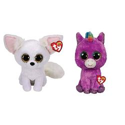 Foto van Ty - knuffel - beanie buddy - phoenix fox & rosette unicorn