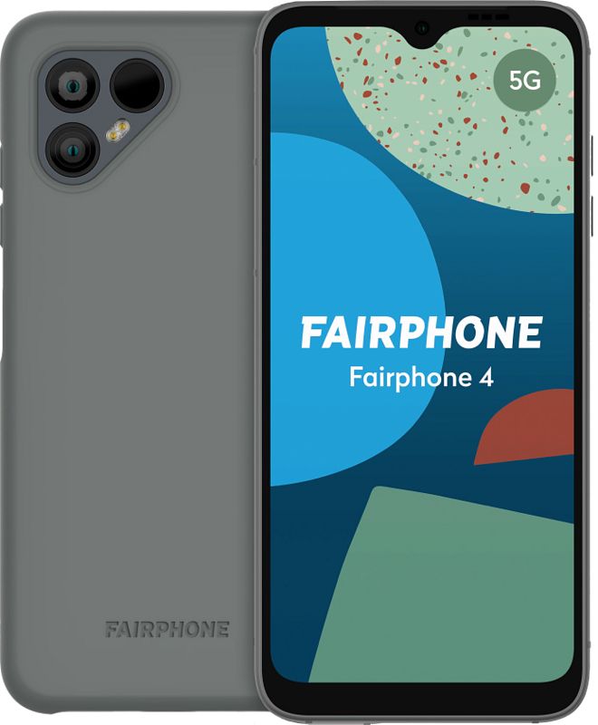 Foto van Fairphone 4 128gb grijs 5g + back cover grijs