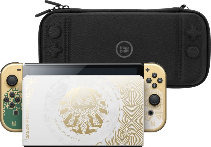 Foto van Nintendo switch oled zelda edition + bluebuilt beschermhoes