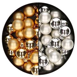 Foto van Mini kerstballen - 48x st - zilver en goud - 2,5 cm - glas - kerstbal