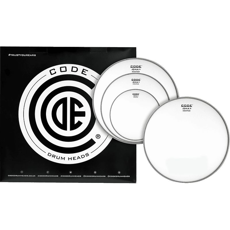 Foto van Code drum heads tpdnactdf dna fusion pack 10-12-14 inch coated tomvellen + 14 inch coated snaredrumvel