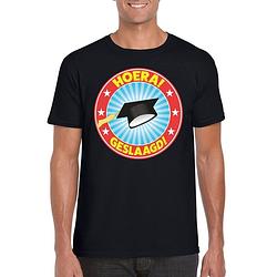 Foto van Geslaagd t-shirt zwart met afstudeerhoedje heren 2xl - feestshirts