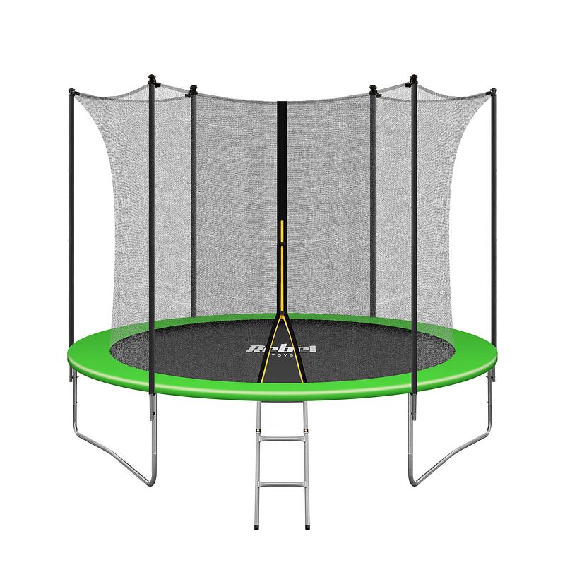 Foto van Rebel jump zab0301 trampoline 312 cm inclusief inwendig veiligheidsnet en ladder tot 120kg groen