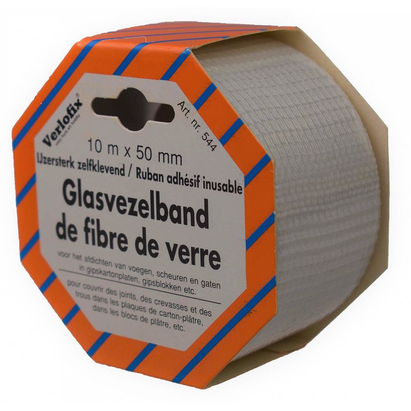 Foto van Verlofix glasvezelband zelfklevend 50 mm x 10 m glasvezel wit