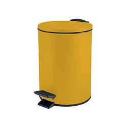 Foto van Spirella pedaalemmer cannes - safraan geel - 5 liter - metaal - l20 x h27 cm - soft-close - toilet/badkamer - pedaalemme
