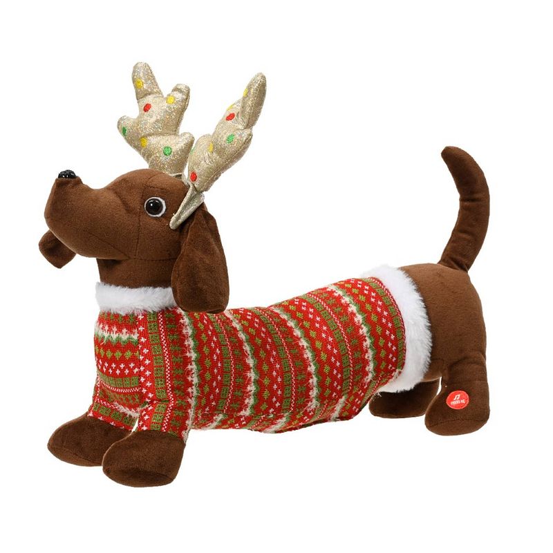 Foto van Ksd - hond polyester l45b12h32 cm bruin kerst