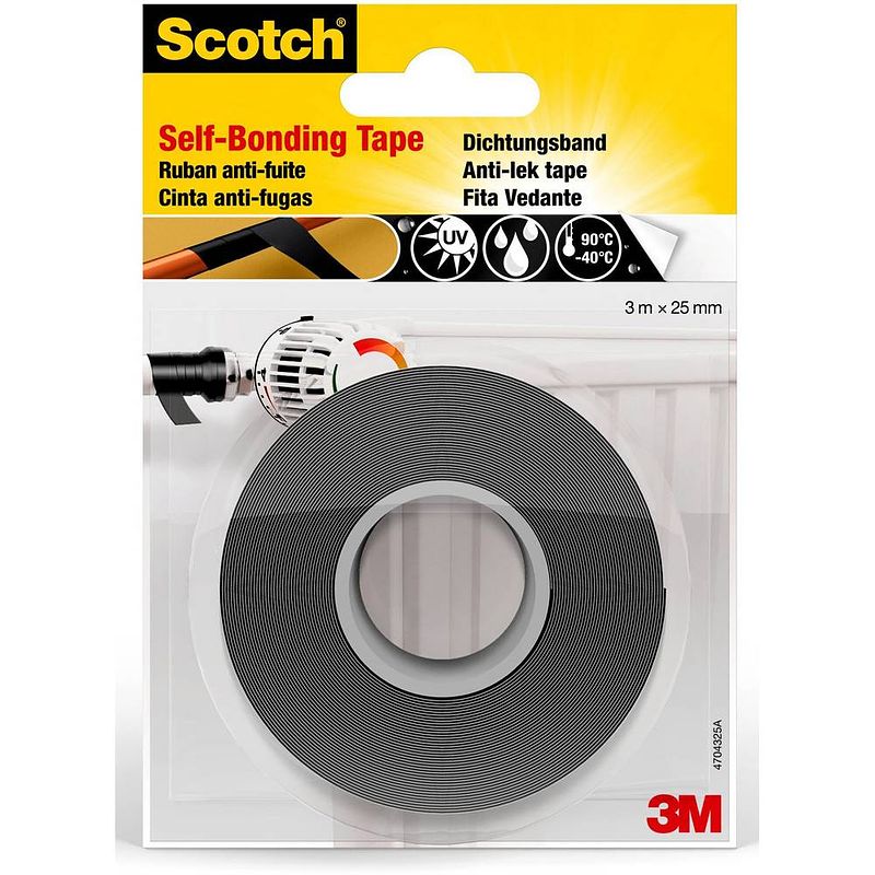 Foto van Scotch reparatieplakband anti-lek, ft 25 mm x 3 m, zwart, blisterverpakking