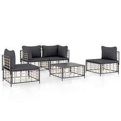 Foto van Vidaxl 5-delige loungeset met kussens poly rattan antracietkleurig