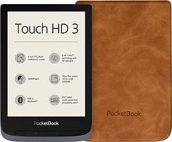 Foto van Pocketbook touch hd 3 grijs + pocketbook shell book case bruin