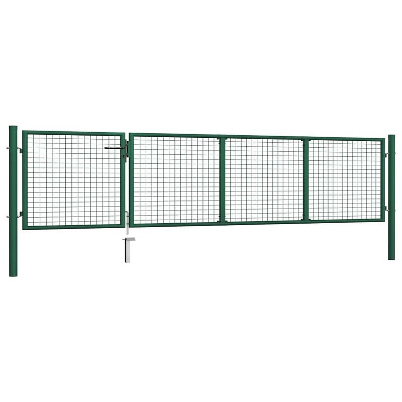 Foto van The living store tuinpoort groen - 350 x 125 cm - staal robuust en veilig incl - slot