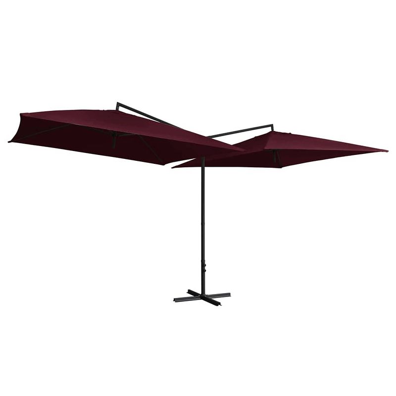 Foto van Vidaxl parasol dubbel met stalen paal 250x250 cm bordeauxrood