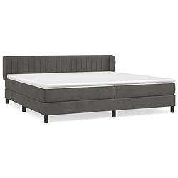 Foto van The living store boxspringbed - comfort living - bed - 203 x 203 x 78/88 cm - donkergrijs - fluweel - pocketvering