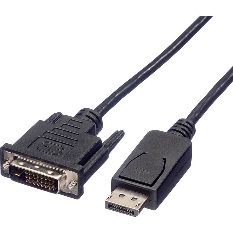 Foto van Roline displayport / dvi aansluitkabel displayport stekker, dvi-d 24+1-polige stekker 1.00 m zwart 11.04.5613 afgeschermd displayport-kabel