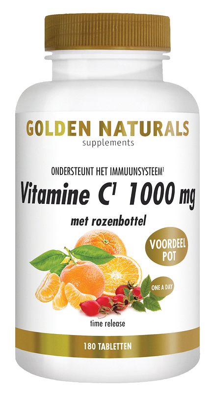 Foto van Golden naturals vitamine c 1000mg met rozenbottel tabletten