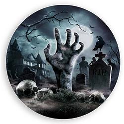 Foto van Halloween/horror begrafenis bordjes - 6x - zwart - papier - d23 cm - feestbordjes