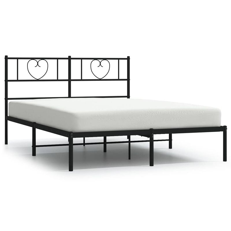 Foto van Vidaxl bedframe met hoofdbord metaal zwart 140x200 cm