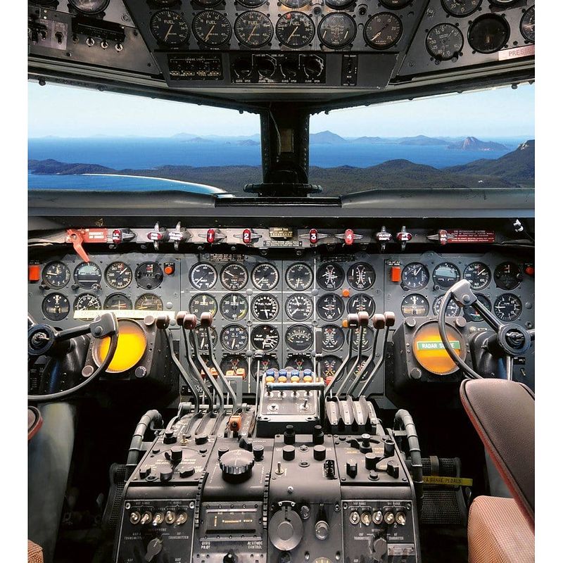 Foto van Dimex cockpit view vlies fotobehang 225x250cm 3-banen