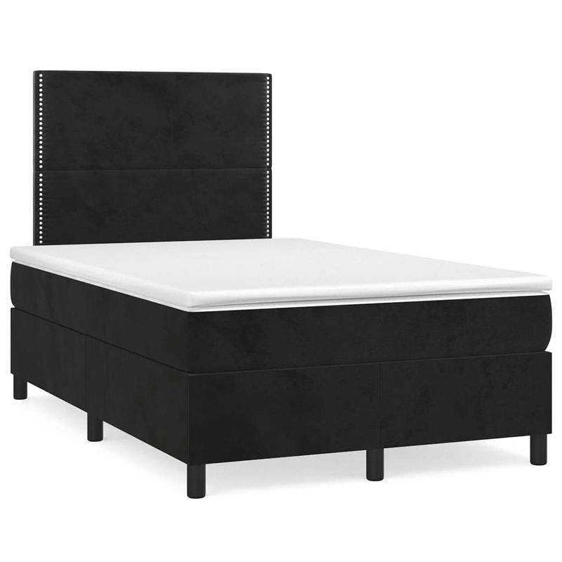 Foto van The living store boxspringbed - zacht fluweel - bed - 203x120x118/128 cm - zwart