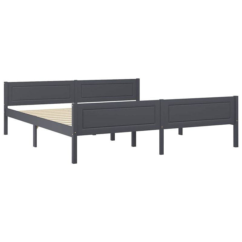 Foto van The living store houten bedframe - grijs - 206 x 186 x 63 cm - massief grenenhout en multiplex - montage vereist