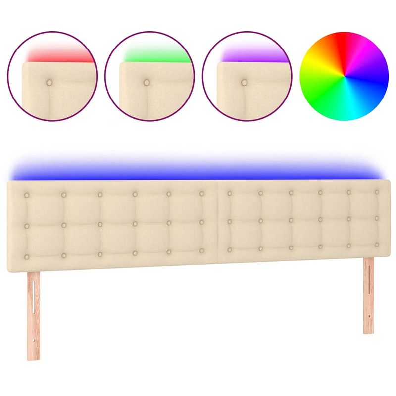 Foto van The living store bedhoofdbord hoofdeinde - crème - 180x5x78/88 cm - verstelbaar - led - usb