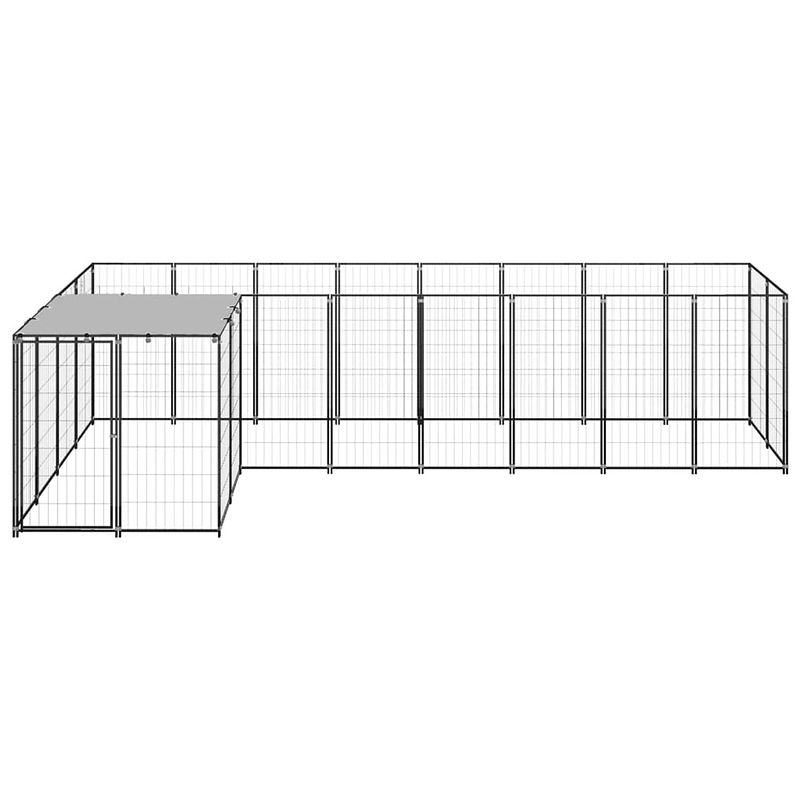 Foto van The living store hondenkennel - grote stalen hondenkooi - 220x440x110cm - waterbestendig dak