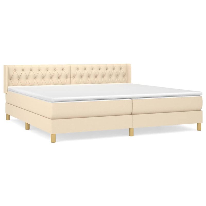 Foto van The living store boxspring met matras stof crèmekleurig 200x200 cm - bed