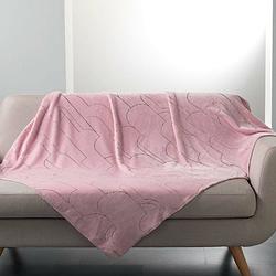 Foto van Casa di elturo flanellen fleece plaid piping roze - 125 x 150 cm
