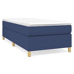 Foto van The living store boxspringframe - blauw - 203 x 90 x 35 cm - duurzaam stof - multiplex lattenbodem - the living store