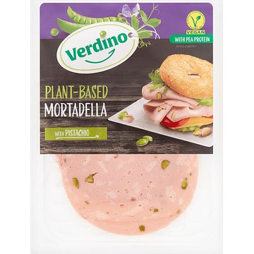 Foto van Verdino plantbased mortadella with pistachio 80g bij jumbo