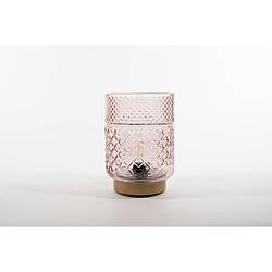 Foto van Anna'ss collection - lantern glass 12x17,5cm pink with golden base led bulb