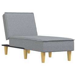 Foto van The living store chaise longue - verstelbaar - lichtgrijs - 55x140x70cm - ademende stof - multiplex frame