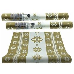 Foto van Kerst 3-in-1 rol tafelloper en placemats - goud - 40 cm x 3,2 meter - 2 stuks