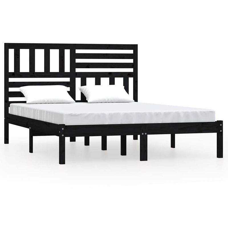 Foto van Vidaxl bedframe massief grenenhout zwart 120x200 cm