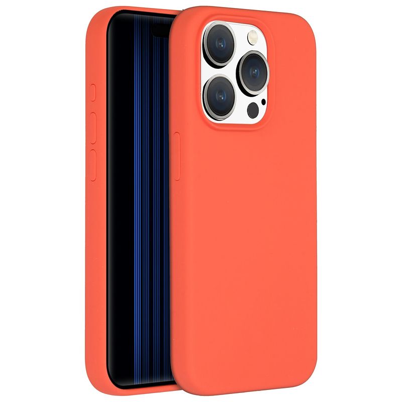 Foto van Accezz liquid silicone backcover iphone 15 pro telefoonhoesje oranje