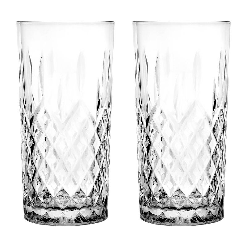 Foto van Glasmark longdrinkglazen - 12x - diamond - 300 ml - glas - waterglazen - longdrinkglazen