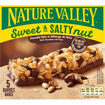 Foto van Nature valley sweet & salty nut pure chocolade met noten 5 x 30g bij jumbo