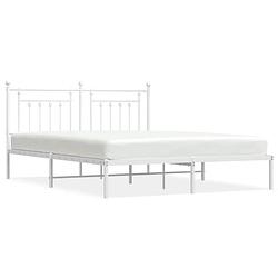 Foto van The living store bedframe met hoofdbord metaal wit 180x200 cm - bed