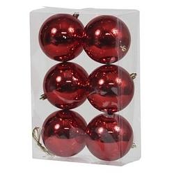 Foto van 6x kunststof kerstballen glanzend rood 10 cm kerstboom versiering/decoratie - kerstbal