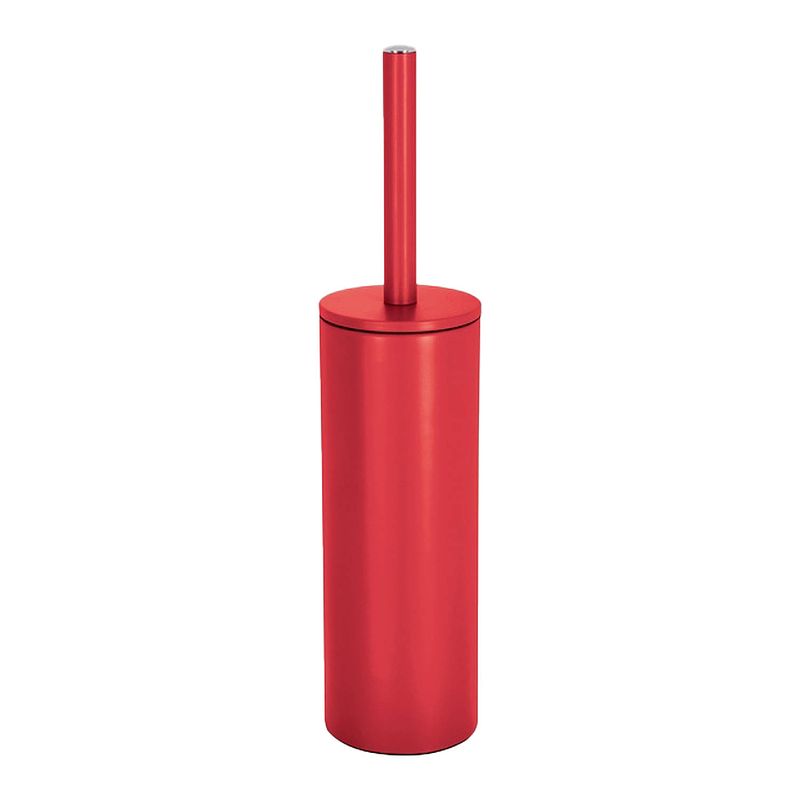 Foto van Spirella luxe toiletborstel in houder cannes - rood - metaal - 40 x 9 cm - met binnenbak - toiletborstels