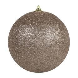 Foto van 2x champagne grote decoratie kerstballen met glitter kunststof 25 c - kerstbal