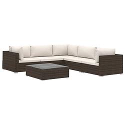 Foto van Infiori 6-delige loungeset met kussens poly rattan bruin