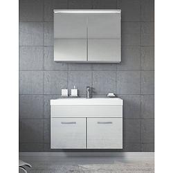 Foto van Badplaats badkamermeubel paso 02 80cm met spiegelkast - hoogglans wit