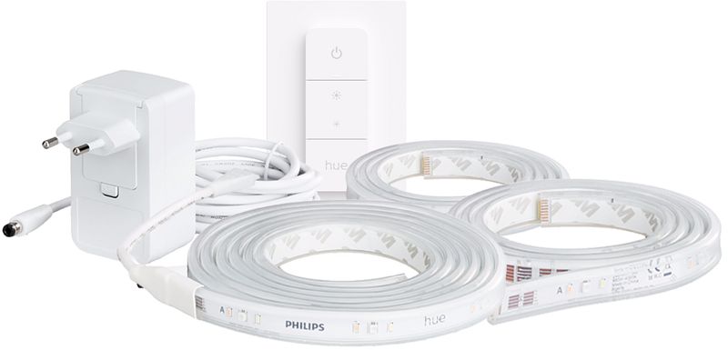 Foto van Philips hue lightstrip plus white & color 5 m basisset + dimmer