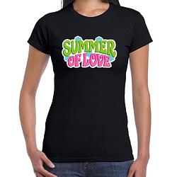 Foto van Toppers jaren 60 flower power summer of love verkleed shirt zwart dames s - feestshirts