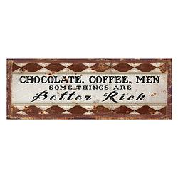 Foto van Clayre & eef tekstbord 36x13 cm bruin zwart ijzer rechthoek chocolate, coffie, men wandbord bruin wandbord