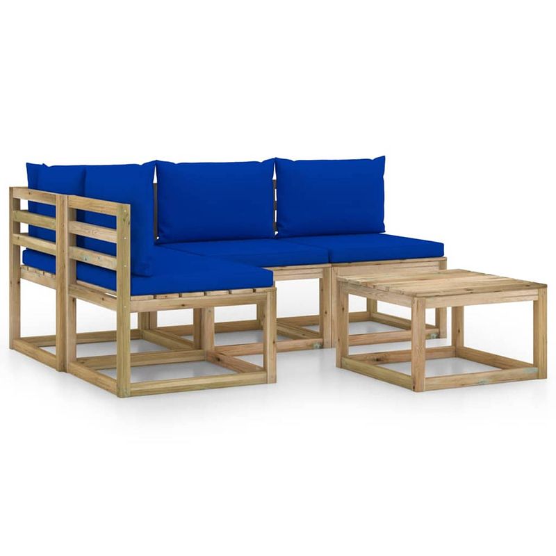 Foto van Vidaxl 5-delige loungeset met blauwe kussens